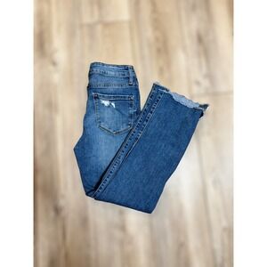VERVET Micro Flare Jeans Women's Size‎ 25 Blue Distressed Cropped Raw Hem
